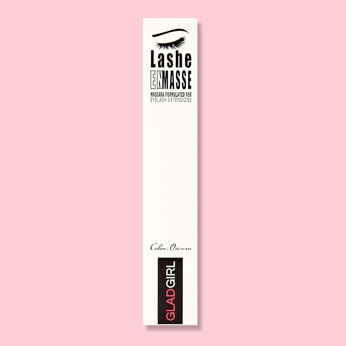 GladGirl Lashe EnMasse Mascara for Eyelash Extensions, Oil Free Mascara with Dual-Brush Wand, Made in the USA, Vegan and Hypoallergenic