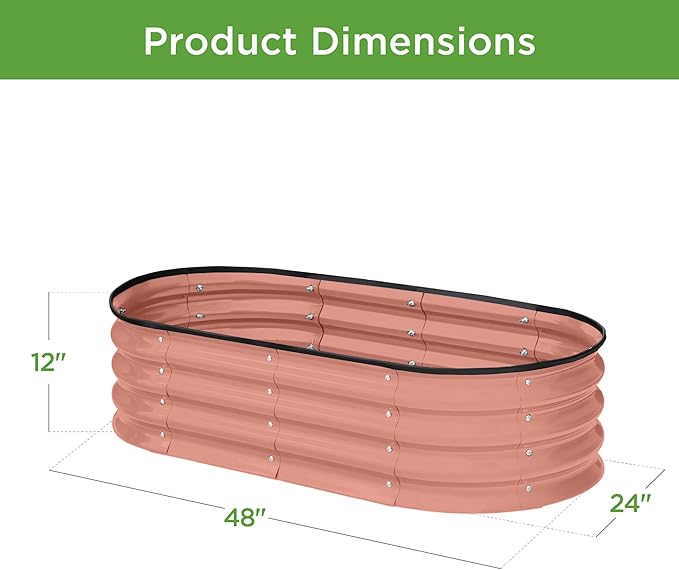Best Choice Products 4x2x1ft Outdoor Metal Raised Garden Bed, Oval Deep Root Planter Box for Vegetables, Flowers, Herbs, and Succulents w/ 51 Gallon Capacity, Rubber Edge Guard - Terracotta