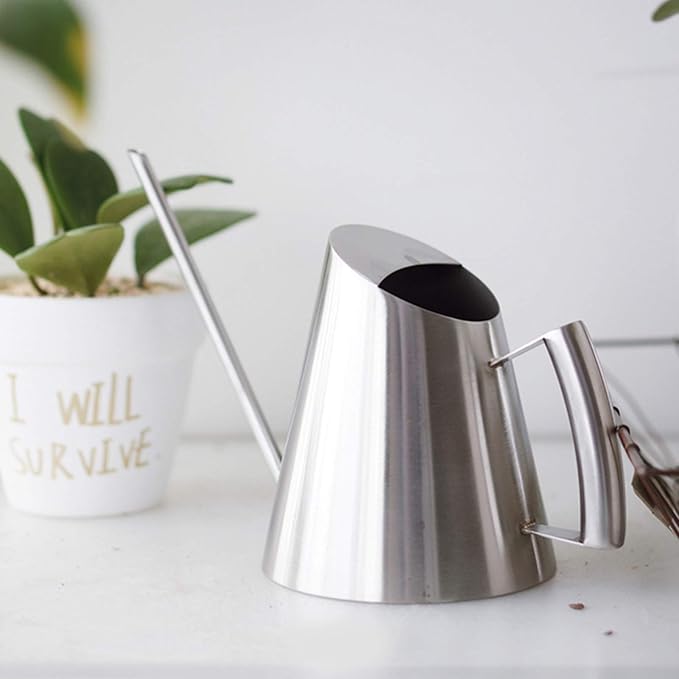 Stainless Steel Watering Can Elegant Practical 1.5L Silver for Indoor Outdoor Garden