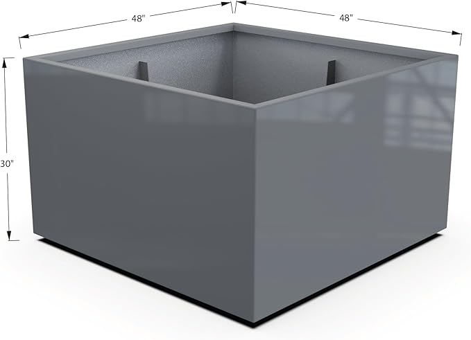 Plantercraft Powder-Coated Aluminum Planter Box - Square Cube - Metal All Weather | Indoor Outdoor | Made in USA | Fully Assembled