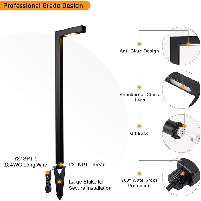 Gardenreet Brass Hardwired Landscape Path Lights, 2700K/3000K/4000K Adjustable 12V Low Voltage Pathway Light IP65 Waterproof, Outdoor Walkway Lighting, Bronze for Patio Lawn with G4 Bulb (6 Pack)
