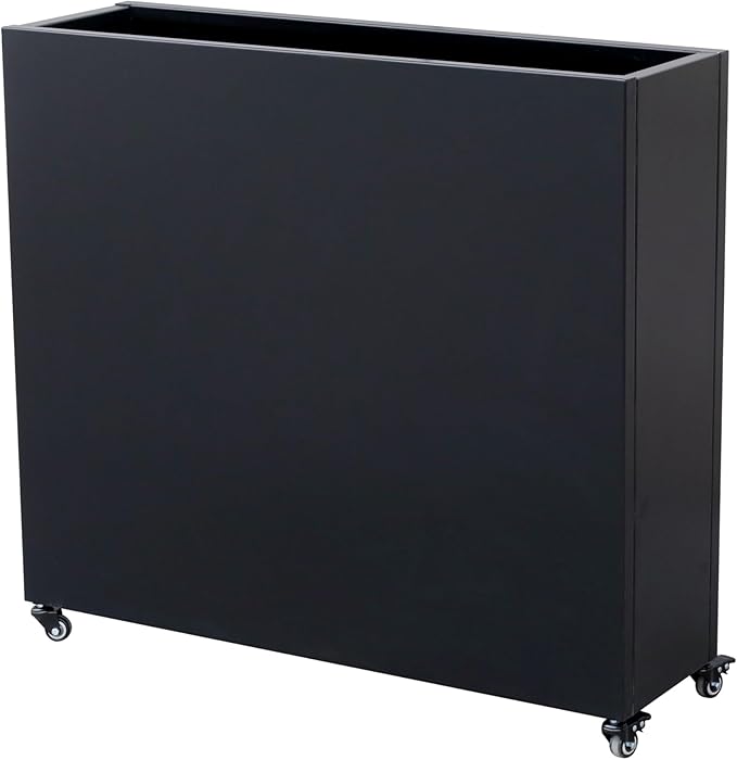 Modern Metal Planter Box with Lockable Wheels (40β x 36β x 12β) β Sleek Indoor/Outdoor Divider for Plants & Flowers β Durable Powder-Coated Steel β Minimalist Design (2)