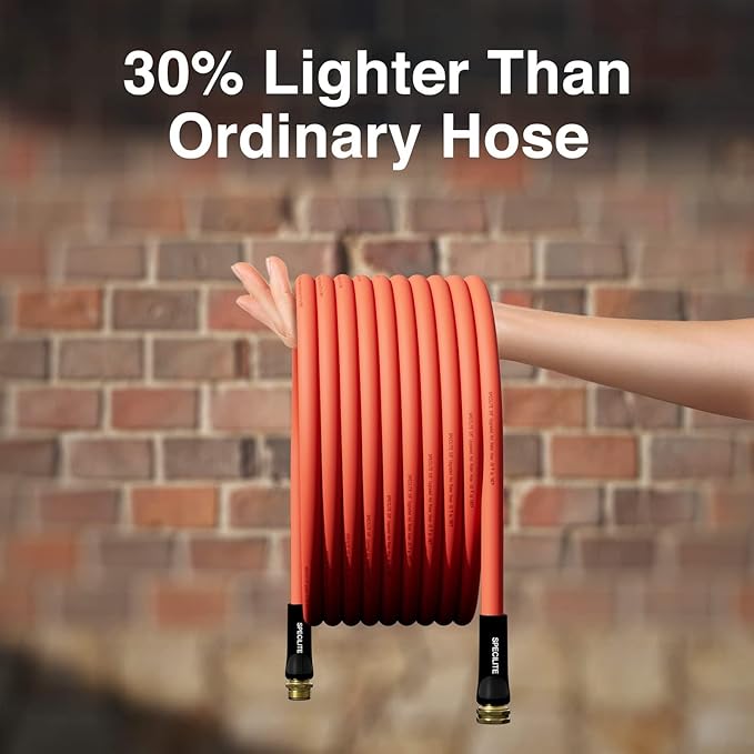 SPECILITE 5/8" Hot/Cold Garden Water Hose 100 ft, -50℉-190℉,Flexible & Lightweight With 3/4" Brass Fittings for Yard, Outdoor, Farm, Red