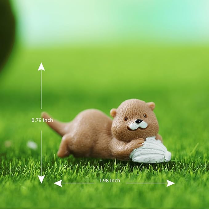 Otters Fairy Garden Accessories, Lovely Otter Miniature Figurines, Mini Otter Fairy Garden Kit for Micro Landscape, Plant Pots, Bonsai Craft Decor, Desk Decoration, Cake Topper, Home Decoration