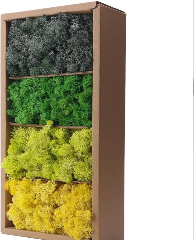 Preserved Moss-1.1lb 4 Color Mix Pack Reindeer Craft Moss, Green Moss Artificial Moss Suitable for Flowerbeds, Crafts, Home Office Artistic Decoration(Green Tones-4)