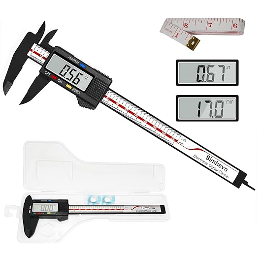 Electronic Digital Caliper and Measuring Tape,6 Inch/150mm Digital Micrometer with Large LCD Screen, Easy Switch from Inch/mm,60 Inch/150cm Measuring Tape for All-Purpose Household