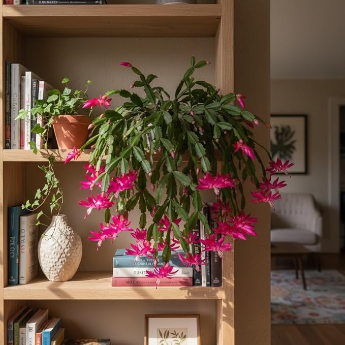 Christmas Cactus Live Plant 4 inch Pot, Christmas Flower Plant, Flower Succulents Plants, Holiday Christmas Cactus for Planting (Pink Christmas Cactus)