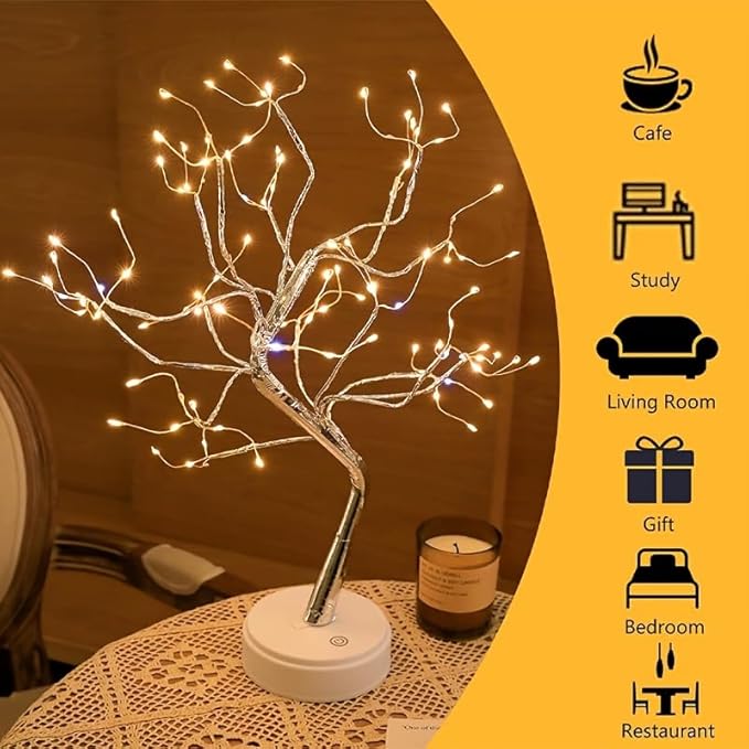 2 Pack Room Decor, 108 LED Tabletop Bonsai Tree Light, DIY Artificial Tree Lamp, Battery/USB Operated, Aesthetic Lamps for Living Room Bedroom Christmas Home Gifts House Decor