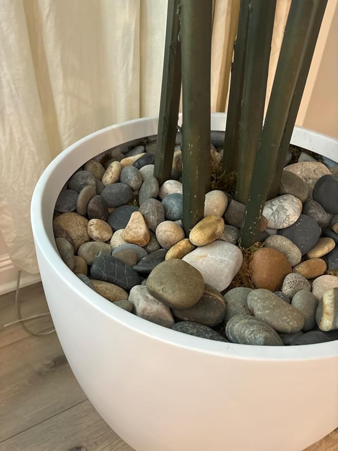 5 lbs Pebbles for Plants, 1-2 Inch Decorative River Rocks for Plants Indoor, Landscape, Garden, Aquarium, Fountain, Walkways and Outdoor Decorative Stones