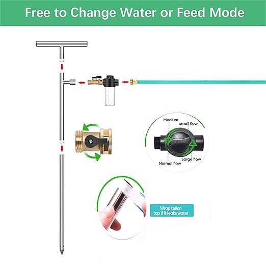 Complete Root Watering Set Stainless Steel Irrigation Spikes Fertilizers Bottle Brass Valves for Shrub Fruit Trees Heavy Duty Root Irrigation Tool