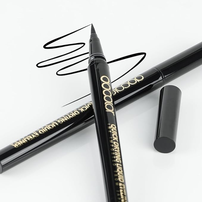 docolor Eyeliner, 2PCS Black Liquid Eyeliner Waterproof Eye Liner Pen Super Slim Precise All Day Black Eye Pencils Professional Makeup Liquid Eye Liner Pencil for Women