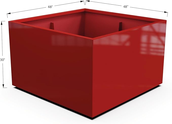 Plantercraft Powder-Coated Aluminum Planter Box - Square Cube - Metal All Weather | Indoor Outdoor | Made in USA | Fully Assembled