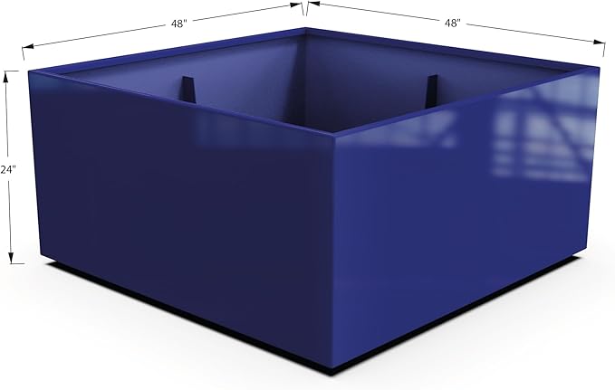 Plantercraft Powder-Coated Aluminum Planter Box - Square Cube - Metal All Weather | Indoor Outdoor | Made in USA | Fully Assembled