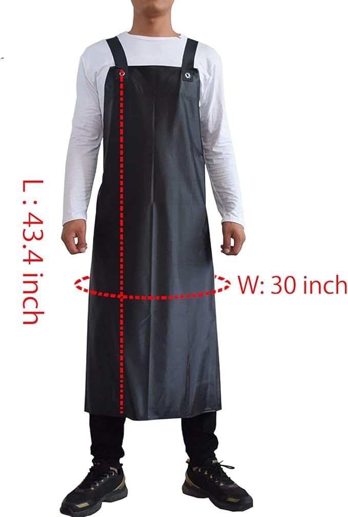 Waterproof Rubber Vinyl Apron, Chemical Resistant Apron, Unisex Work Apron MD006-Black*3