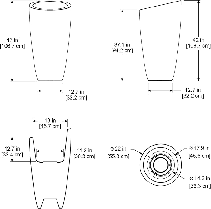Mayne Inc. Modesto 42in Tall Planter - Neptune Blue - 22in L x 22in W x 42in H - 12 Gallons of Soil Capacity (8881-NB)