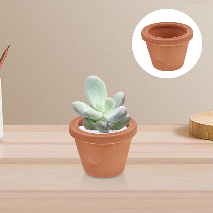 2pcs Mini Terracotta Pots Vintage Style Clay Planters for Succulents Small Indoor Garden Desk and Nursery Use