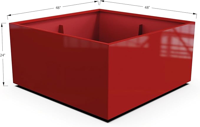 Plantercraft Powder-Coated Aluminum Planter Box - Square Cube - Metal All Weather | Indoor Outdoor | Made in USA | Fully Assembled