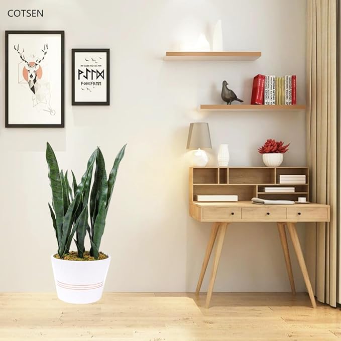 5 Pack Artificial Snake Plants Faux Agave Plant Fake Sansevieria Unpotted 30 inch Artificial Plants Suitable for Garden Home Office Indoor Outdoor Decoration (Green)