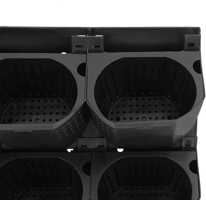 Wall-Mounted Flower Pot Holder for Indoor Outdoor Use on Balcony, Patio, Garden (36-Slot Black)