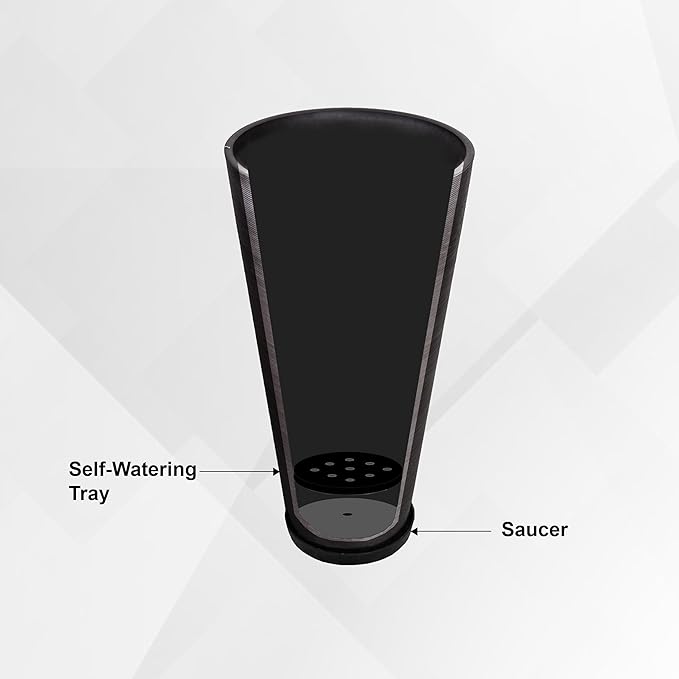 XBrand Modern 28-Inch Tall Round Planter, Modern Tapered Planter Perfect for Indoor & Outdoor Planter, Patio Décor, Black