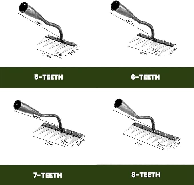 Iron Rake 2.0, Upgraded Iron Weeding Rakes 2.0, Iron Rake for Gardening and Weeding, Multifunctional Heavy-Duty Iron Rakes Gardening Hand Weeder Tools, Durable & Lightweight (8 Teeth)