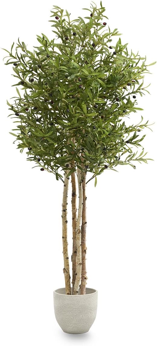 Maia Shop Decorative Artificial Plants - Artificial Olive Tree 6.5ft Natural Trunks, Big Artificial Plant, Home Decor, Artificial Tree