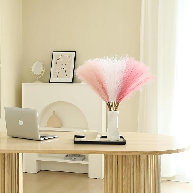 30pcs Faux Pampas Grass - 24 Inch Pink Pampas Grass Home Decor, Artificial Colored Pompas Grass for Room Decor, Flower Arrangement, Wedding Centerpieces and Baby Shower Decorations