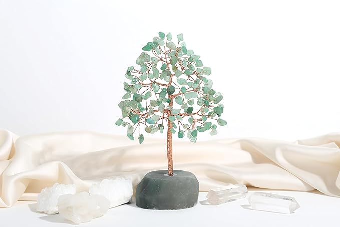 SITUMEIZI Green Aventurine Tree 7.09IN Healing Stones Natural Crystals Base Copper Wire Tree Life Reiki Green Gifts for Women Room Office Desk Decor Spiritual Meditation Energy