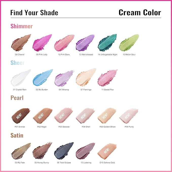 Oulac Cream Eyeshadow also for Highlighter Large Capacity Highly Pigmented Eye Shadow Waterproof &Long Lasting with Moisturizing Formula, Shimmer Glitter Eye Makeup Set 3