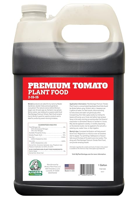 PlantVantage Premium Tomato Plant Food-Concentrated Fertilizer with Humic Acid & Zinc Nitrogen-Supports Strong Roots,Enhances Blooms & Yields-Easy Application for Root Feeding or Foliar Spray 1-Gallon