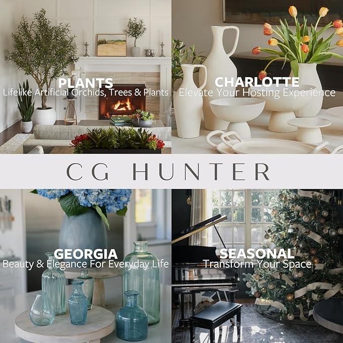 CG Hunter Faux Snake Plant & Fern, Set-of-2 Premium Artificial Indoor Plants, Enhances Interior Design, Lifelike-Leaves Create Realistic Natural Appearance, Grey Planter Pot Included
