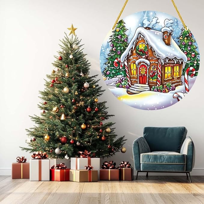 Acrylic Window Hanging Snowhouse Christmas Stained Panel Window Decoration for Outdoor Indoor Garden Yard Home Winter Decor 12 Inch