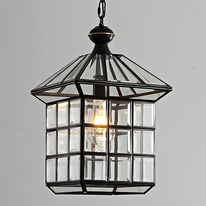 Milaii Copper Bronze Outdoor Pendant Light Fixtures, Exterior Lantern Pendant Lighting Oil Rubbed Bronze Waterproof Hanging Porch Light with Clear Glass Anti-Rust Patio Entryway Outdoor Chandelier