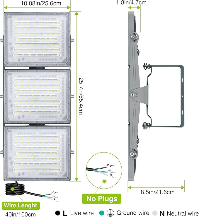 STASUN 2 Pack LED Flood Lights Outdoor, Max Series 600W 60000lm 6000K Daylight IP66 Waterproof, Commercial Parking Lot Lights, 3 Heads for Yard Street Stadium Outdoor Area Floodlight Security Light