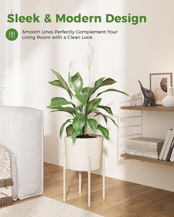 Leaf&lull Single Plant Stand Indoor Corner Plant Stand Metal Plant Holder Tall Flower stand Plant Stool Outdoor Small Plant Table Heavy-Duty Plant Riser 10 Inch Pots Mid Century Modern