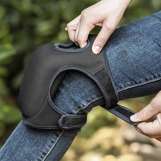 Gardening Knee Pads for Women Men Neoprene Adjustable Straps with Non-Slip Cap Comfortable Cushion for Yard Work Cleaning Flooring, Black