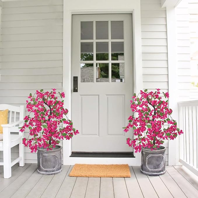 Briful Artificial Bougainvillea Plant in Black Pot 29.5" Tall Faux Silk Bougainvillea Floral Tree Tropical Fake Bougainvillea Tree for Home Office Room Garden Balcony Décor(Pink)