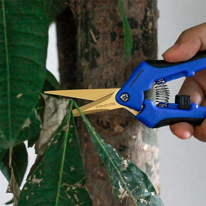 12 Packs Garden Pruning Shears with Curved Blades Trimming Scissors, Gardening Hand Pruning Snips Titanium Coated Precision Bonsai Pruning Shears, Convenient Flower Cutters(Blue)