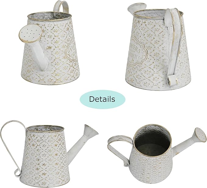 Vintage Metal Watering Can with Handle Rustic Farmhouse Watering Can Flower Pot Distressed Decorative Planter Retro Gardening Flower Bucket for Home Indoor Outdoor Garden Balcony Courtyard