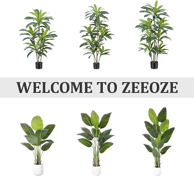 6Ft Dracaena Plant Artificial Tree Fake Tropical Floor Plants Potted (Real Touch) Artificial Silk Tree Leaf Faux Trees Black Tall Planter for Home Office Living Room Indoor Outdoor Decor(1Pack)