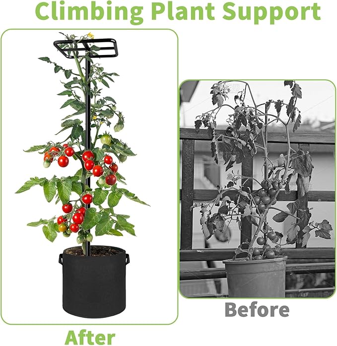 2 Pcs Heavy Duty Dragon Fruit Trellis, Adjustable Plant Climbing Support with 4 Non-Woven Planting Pots, Raspberry Trellis for Garden, Vertical Farming Tower for Dragon Fruit, Avocados, Vining Plants