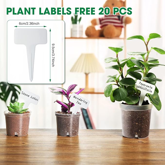 36 Packs 3.5/4/4.3 Inch Clear Nursery Pots for Plants Variety Pack, Transparent Plastic Plant Pots with Drain Holes, Seed Starting Pot Clear Planter Container with 20 Plant Labels for Gardening