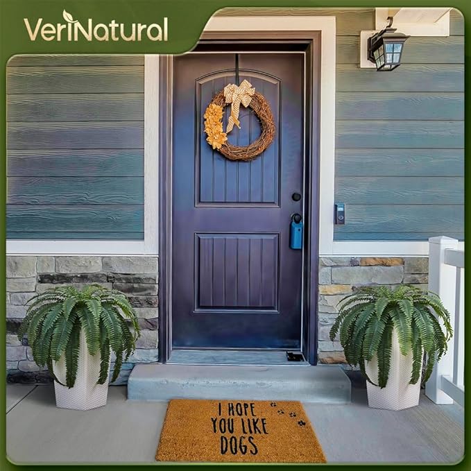 48" Boston Ferns Artificial Outdoor Plants - 39 Fronds UV Resistant Faux Greenery with Taper Planter- Realistic Fake Bushes Front Porch Decor for Garden, Patio, Indoors - Set of 2, VN153