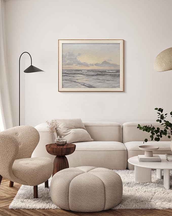 InSimSea Framed Canvas Wall Art Home Decor Coastal Wall Art Paintings Vast Sea under Cloudy Sky Canvas Art Wall Decor Rustic Art for Bathroom Farmhouse Decor Pictures for Living Room 16x20In