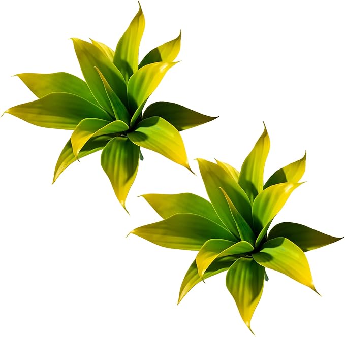 Artificial Agave Faux Agave 12.2In Fake Greenery Outdoor Artificial Plant Fake Plant for Indoor Home Decoration Plastic Plant Outdoor Decor Front Porch Decor Simulation Plants(Yellow,2Pack)