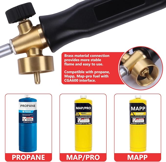Weed Torch Propane Burner with High Output, Propane Torch Weed Burner with Igniter,Weed Torch for Outdoor Weeding (Black Only Torch)