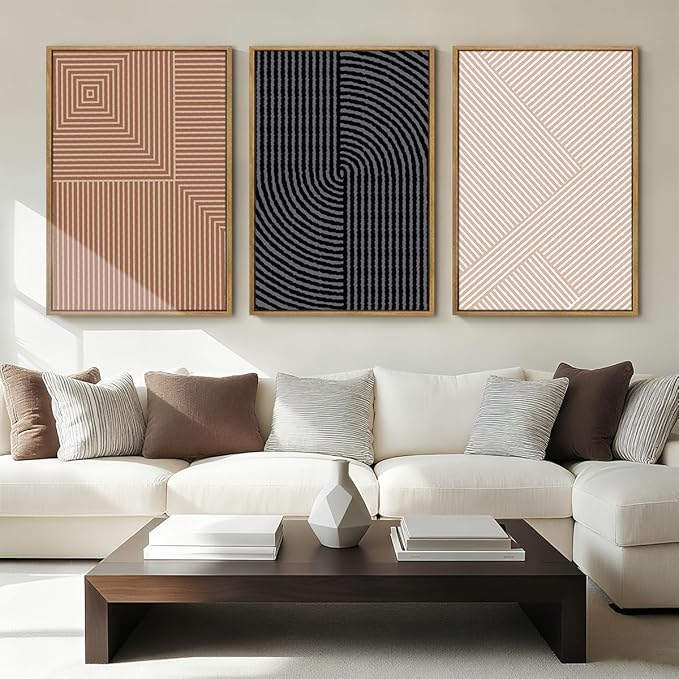 ANHUIB Boho Wall Art Large Neutral Wall Decor Abstract Line Painting for Living Room Bedroom Office 16x24 Inch Set of 3