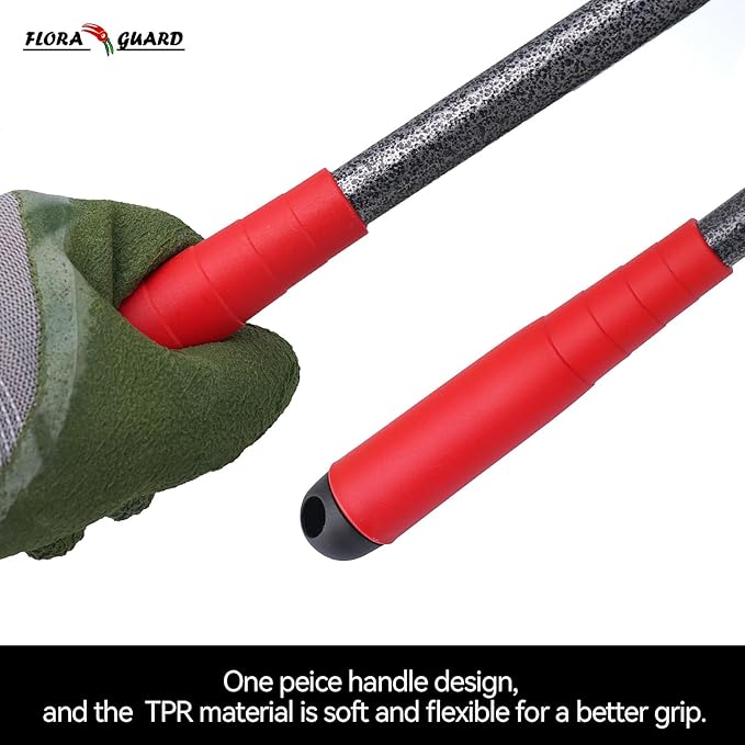 FLORA GUARD Garden Tool Set, 6-Piece Heavy Duty Gardening Hand Tools with Soft Rubber Handle, Includes Trowel, Rake, 2-in-1 Hoe & Crack Weeder, Durable Yard Tools, Essentials Garden Gift for Men Women