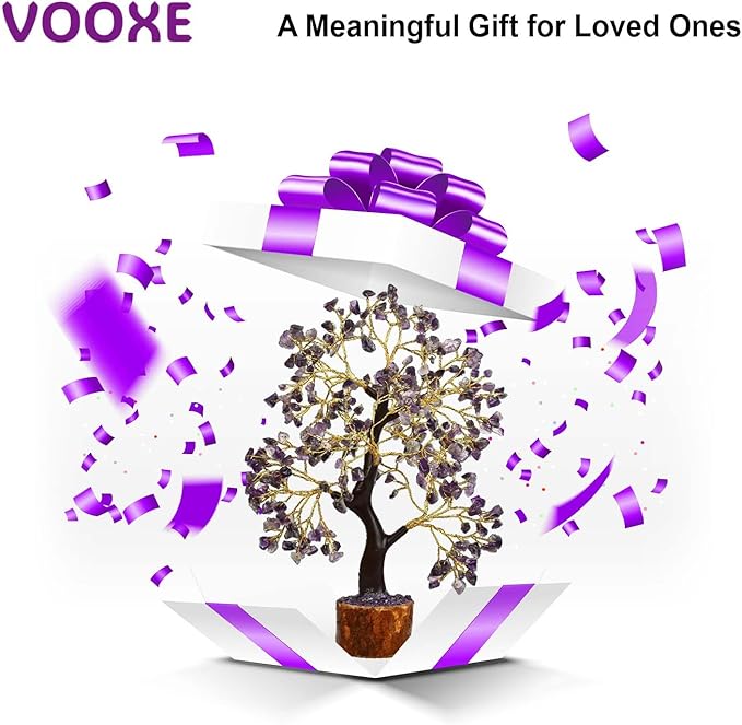 Wisdom Stone Crystal Tree Handmade Healing Gemstone for Home, Office, & Desk Decor Sister Women MOM Birthday Gifts Positive Energy & Good Luck (Wisdom Stone Tree (Amethyst) (Purple)