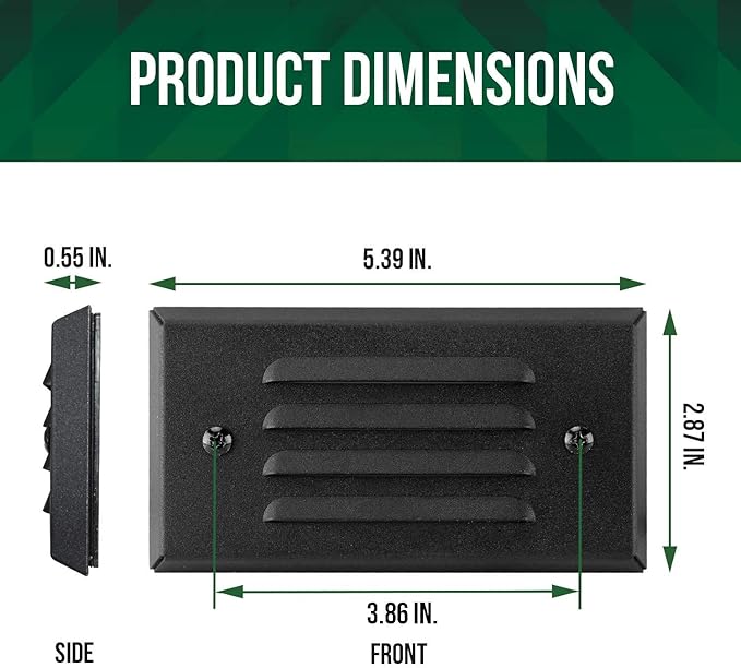 GKOLED 6 Pack Low Voltage LED Stair Light, Surface Mount Outdoor Step Lights with Horizontal Louvered Faceplate for Steps Decks Pathway Stairs Fences, 12V 3W 3000K, IP66 Rated Waterproof, Aluminum